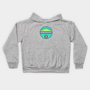 PNW - blue/green circle Kids Hoodie